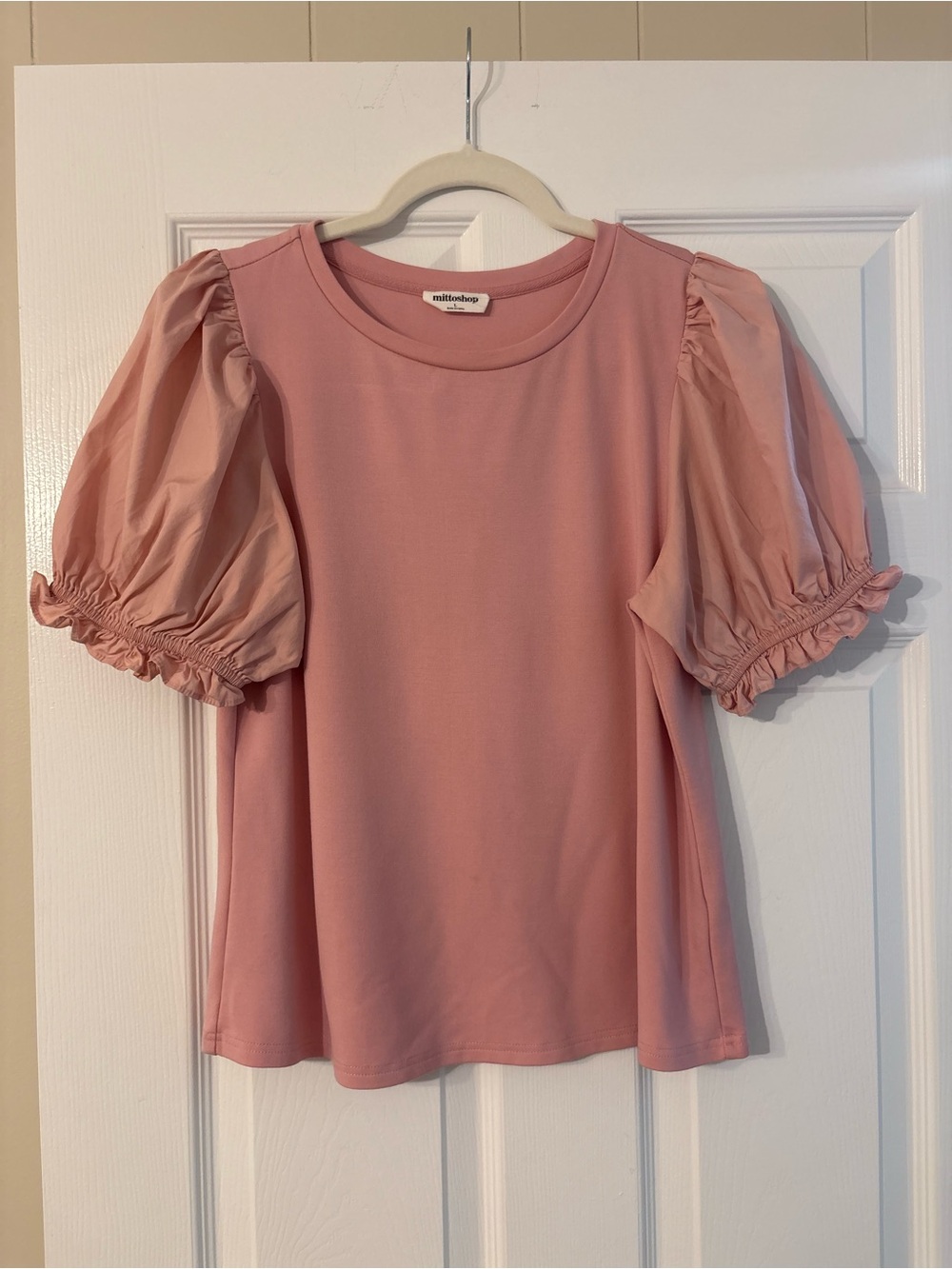 mittoshop Dusty Pink Puff-Sleeve Women’s Top
